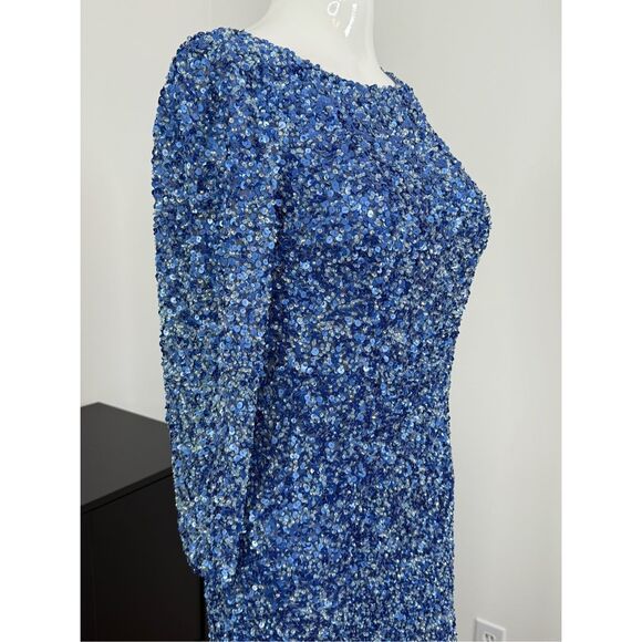 THEIA Three-Quarter Sleeve Sequin Sheath Gown US Size 6 $1400 - Picture 10 of 15